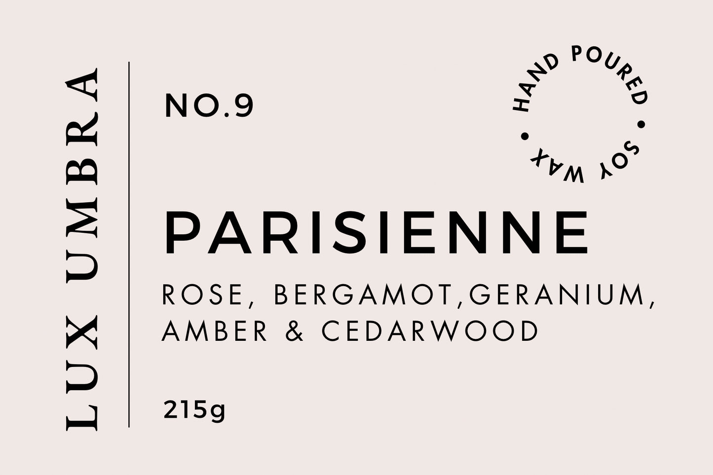 A candle label for a candle called Parisienne