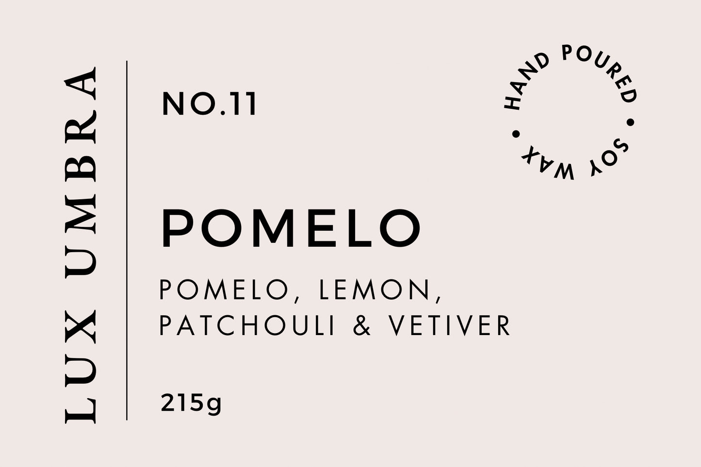 A candle label for a candle called Pomelo.