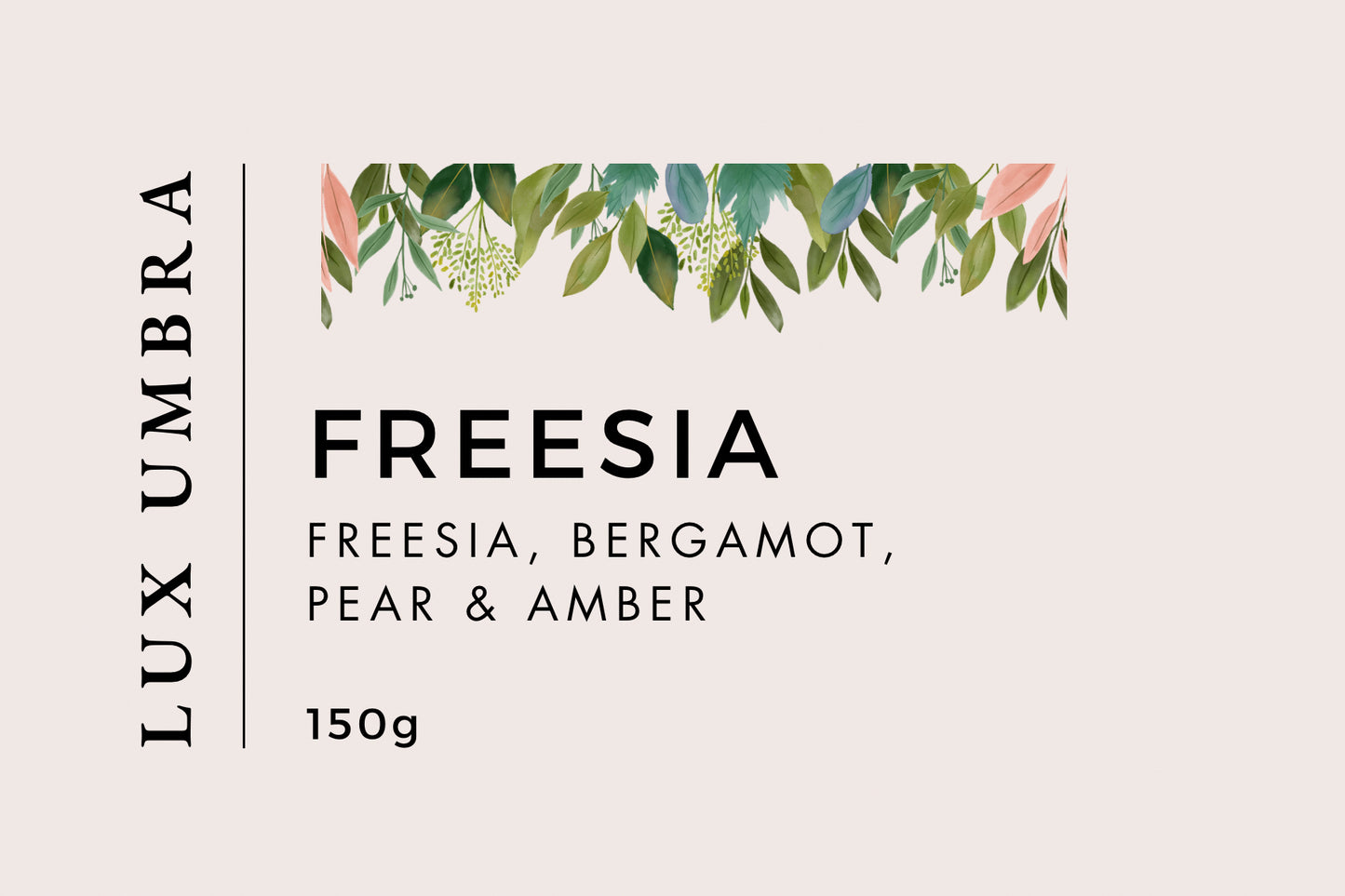 Candle label for a freesia scented candle