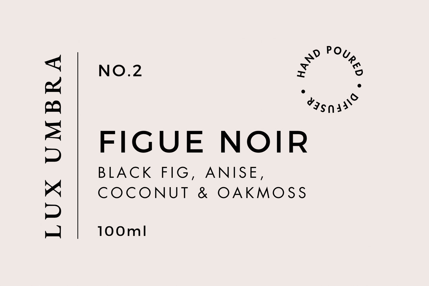 Reed diffuser label for a scent called figue noir
