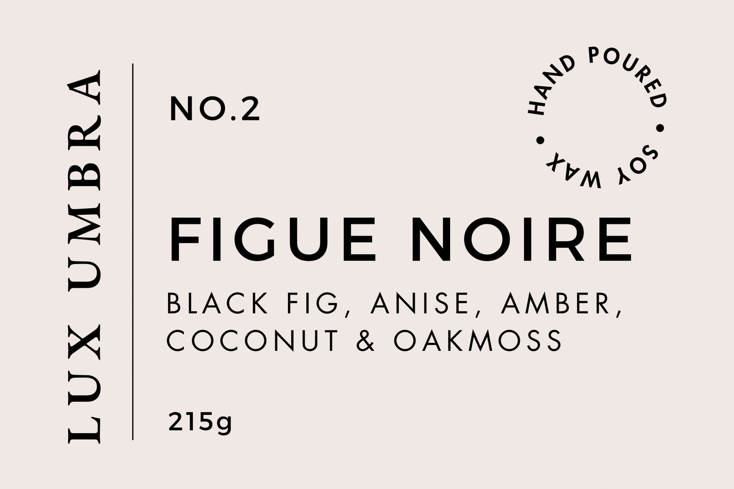 A lux Umbra candle label for a scent called figue noire