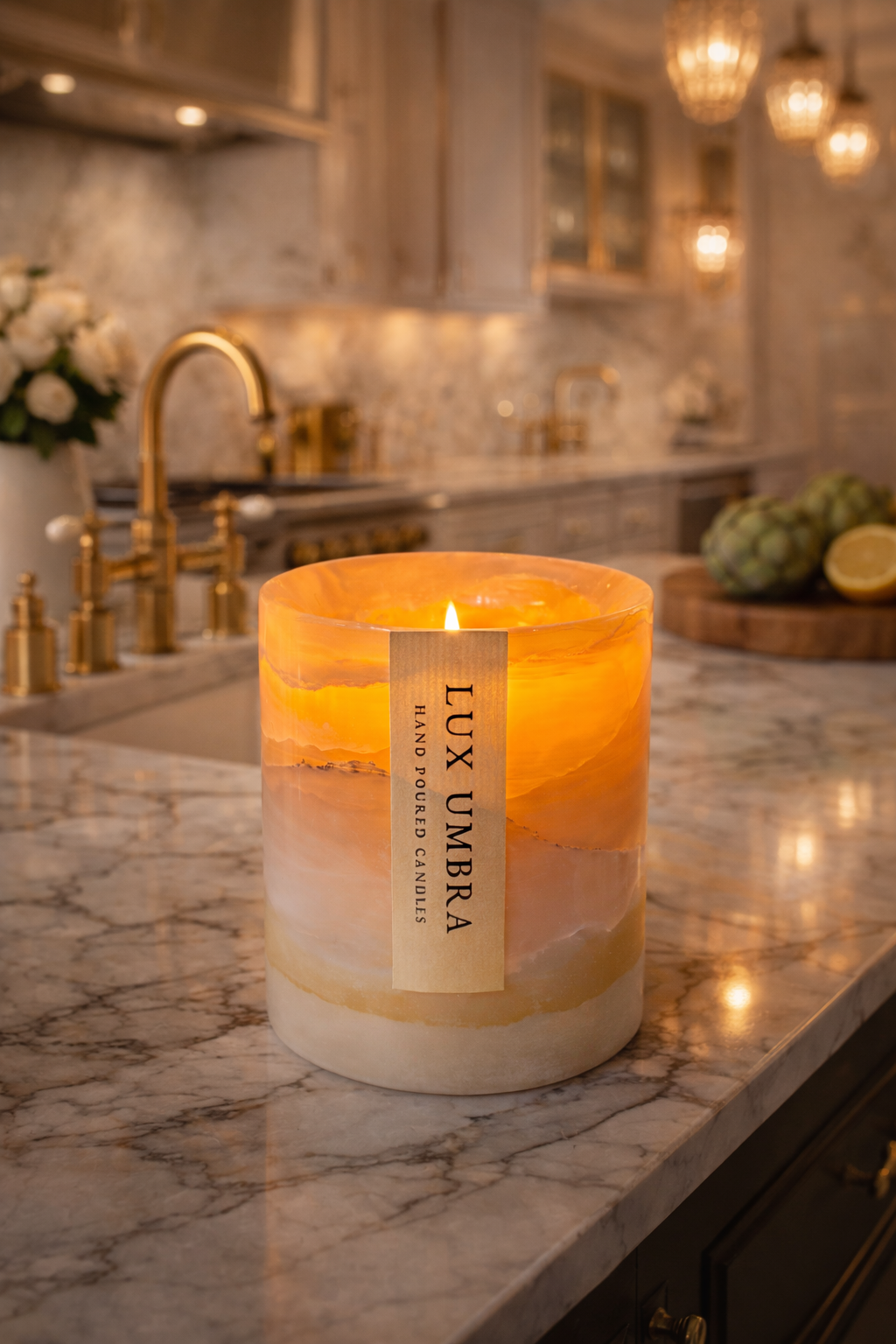 Pink Onyx Candle