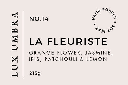 Product label for 'La Fleuriste' by Lux Umbra with ingredients listed.